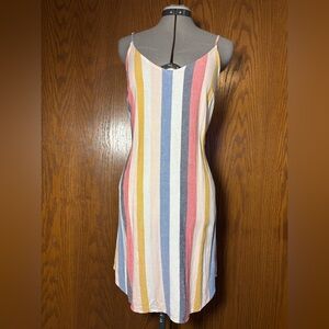 Bella Dahl Coral and Charcoal Striped dress - small.
